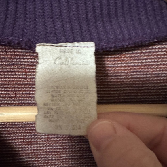Vintage Geometric pattern Purple zip up sweater pleated shoulder Size Small - Picture 3 of 6